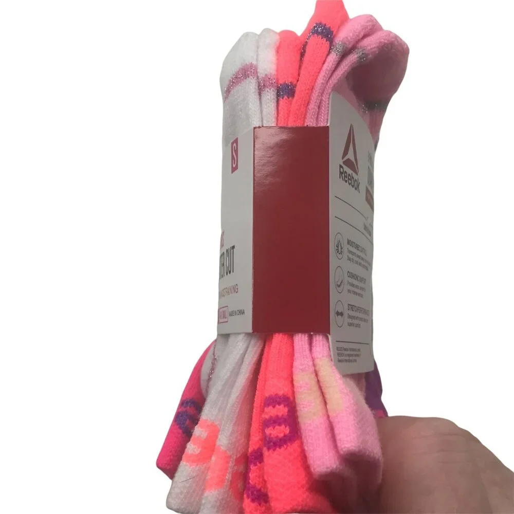 6 Pack Reebok Girl's Quarter Cut Socks Assorted Colors Size Small Shoe 4-8 New